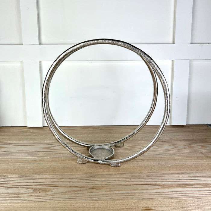 Silver Double Ring Candle Holder