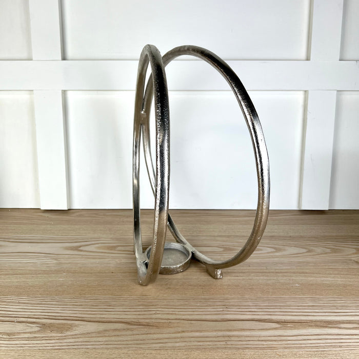 Silver Double Ring Candle Holder