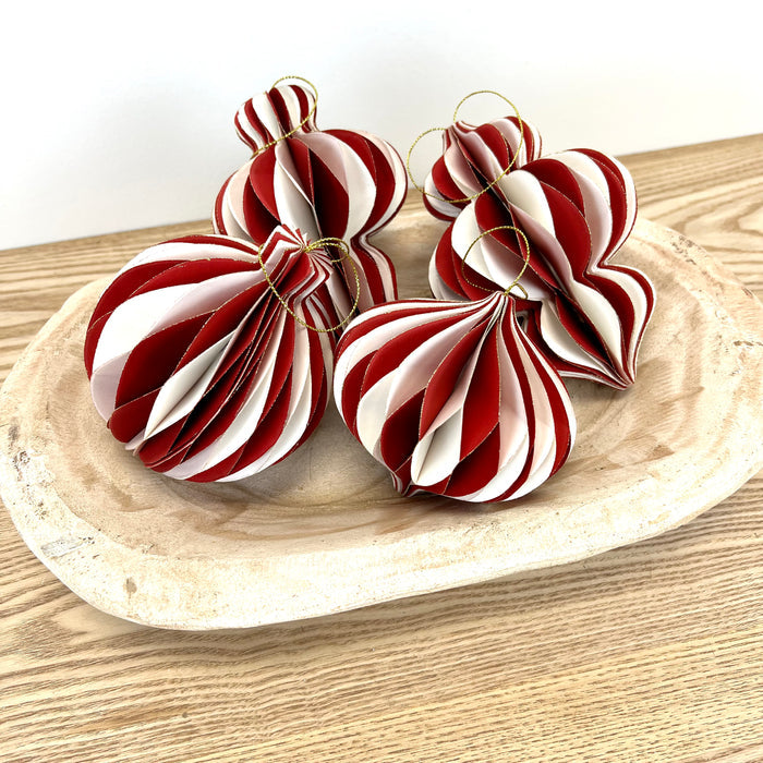 Paper Folding Honeycomb Ornaments with Glitter Accent - Set of 4