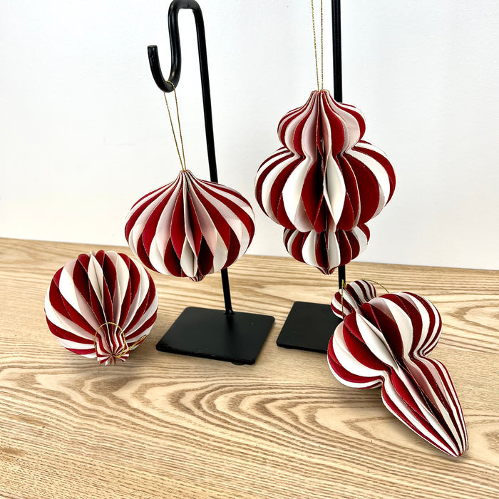 Paper Folding Honeycomb Ornaments with Glitter Accent - Set of 4