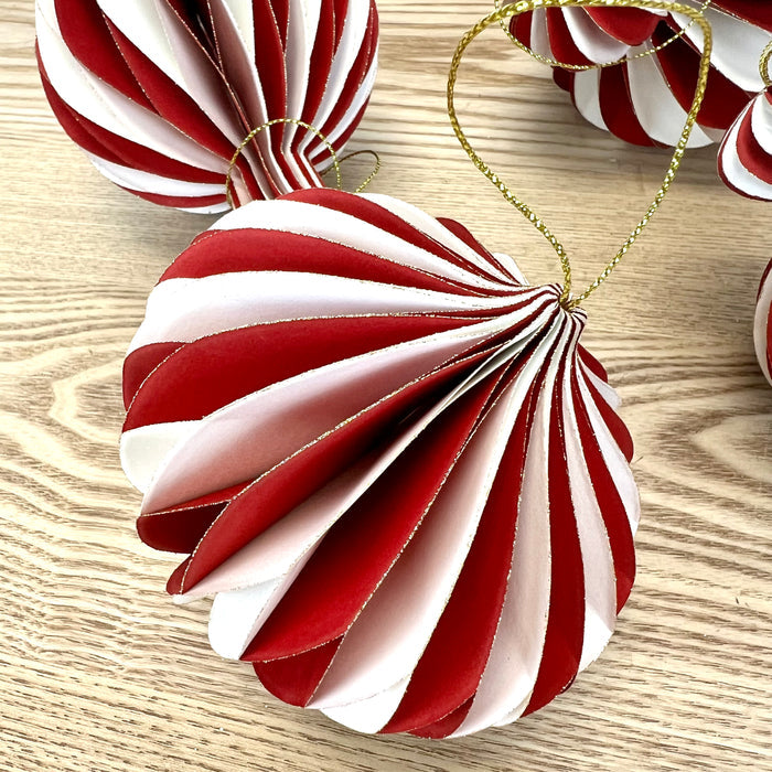 Paper Folding Honeycomb Ornaments with Glitter Accent - Set of 4