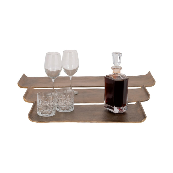 Antiqued Rectangular Curled Trays