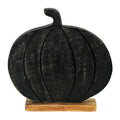 Black Pumpkin on Wood Stand