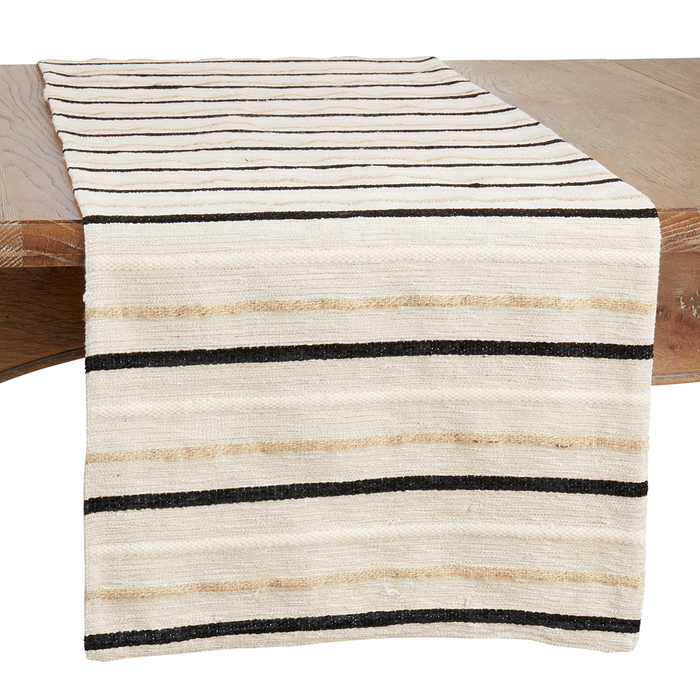 Black & Tan Striped Table Runner