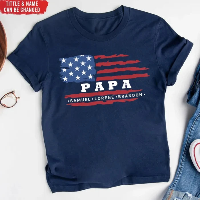 Blessed To Be Called Dad American Flag Style - Personalized T-Shirt, Gift For Daddy, Grandpa -TS1213