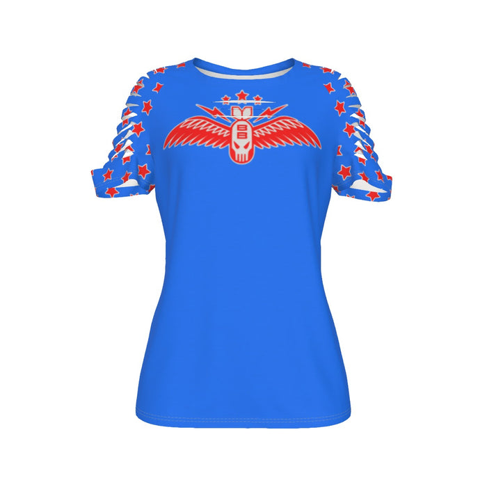 Bombshell Brigade All-Over Print Women's Ripped T-Shirt