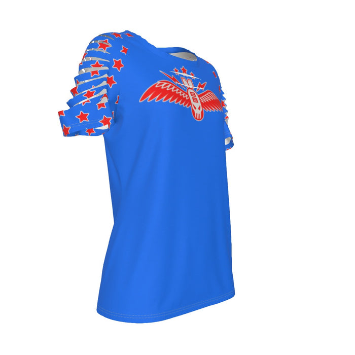 Bombshell Brigade All-Over Print Women's Ripped T-Shirt