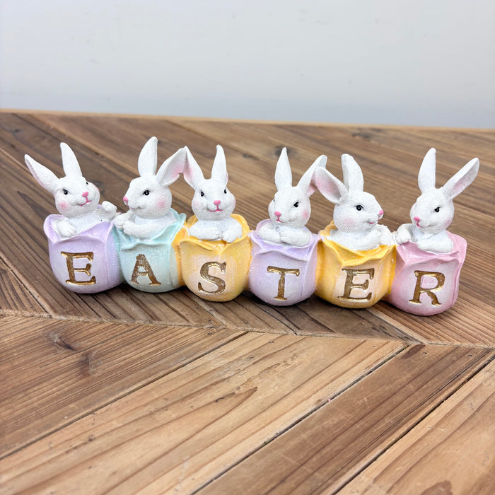 Bunnies in Tulips Easter figurine