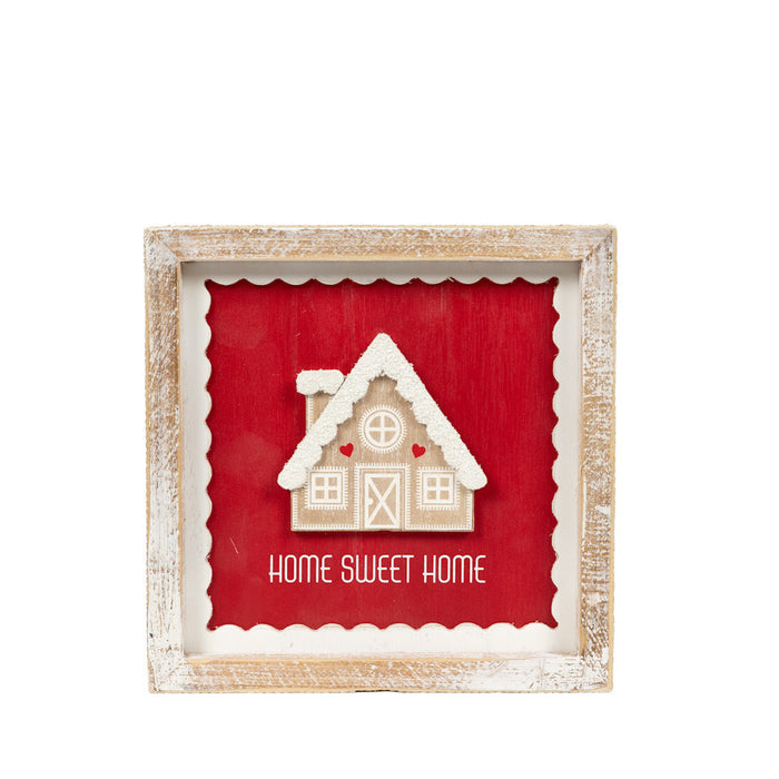 Candy Cane Home Christmas Reversible Wood Framed Art