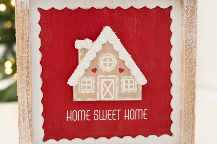 Candy Cane Home Christmas Reversible Wood Framed Art