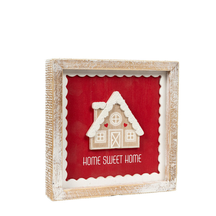 Candy Cane Home Christmas Reversible Wood Framed Art