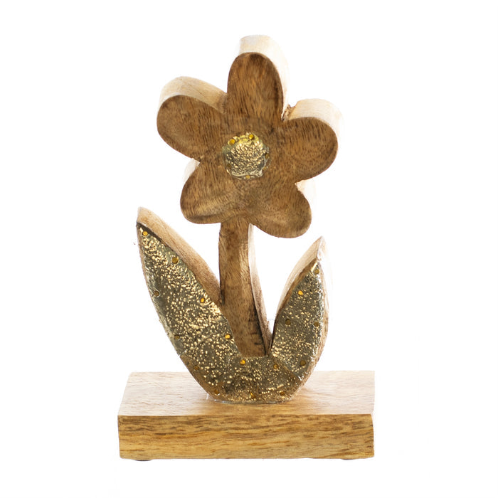 Carved Mango Wood Flower - 2 Sizes