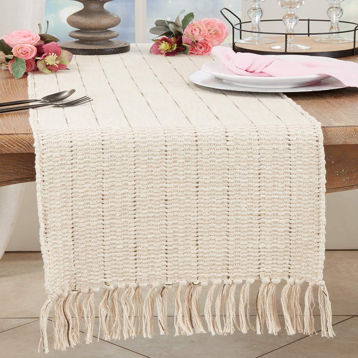Cream Stripe Table Runner