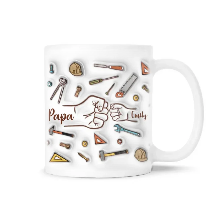 Dad Fist Bump Best Dad Ever - Personalized 3D Inflated Effect Printed Mug, Gift For Dad, Grandpa - M109