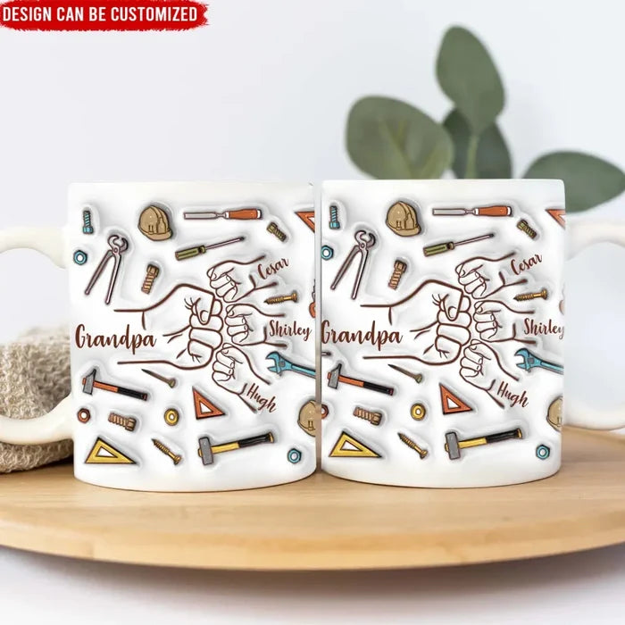 Dad Fist Bump Best Dad Ever - Personalized 3D Inflated Effect Printed Mug, Gift For Dad, Grandpa - M109