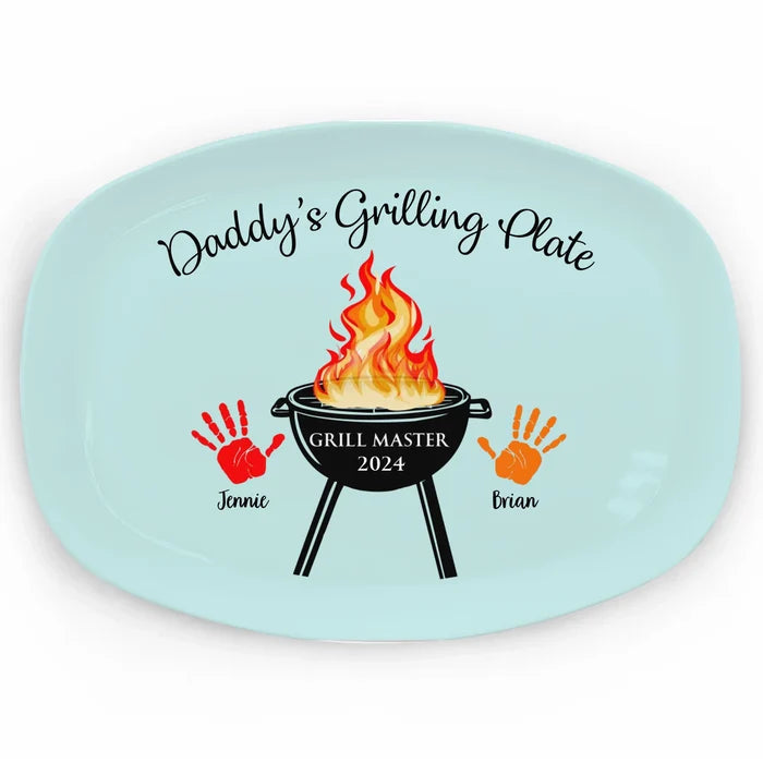 Daddy's Grilling Plate - Personalized Platter, Gift For Dad, Daddy's Gift, Plate for Daddy or Grandpa - PL02