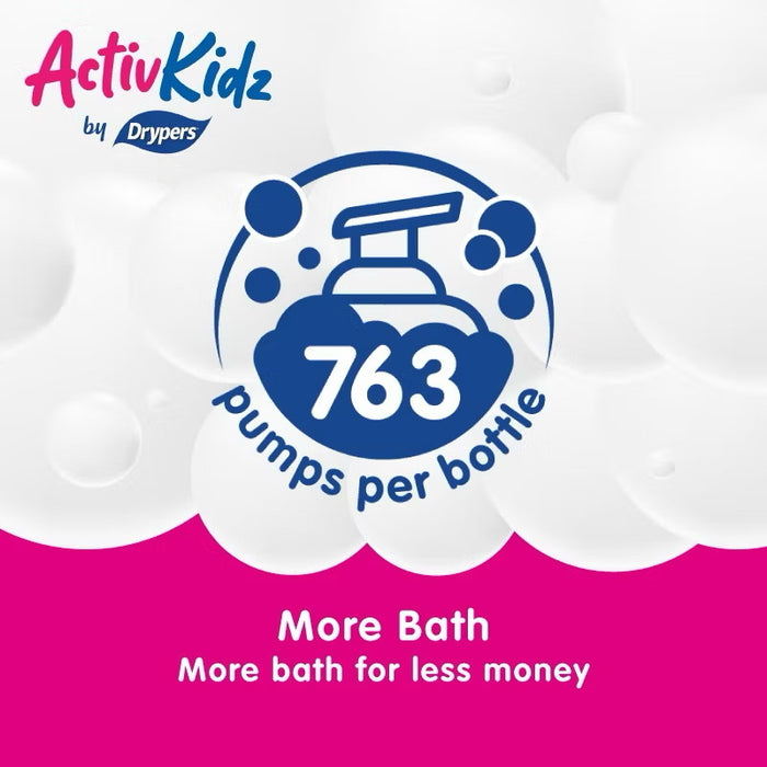 Drypers ActivKidz Antibac Moistfoam Hair and Body Wash Prickly Pear and Fruity Fresh 550ml