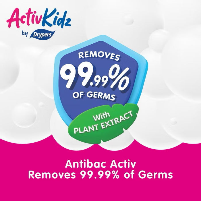 Drypers ActivKidz Antibac Moistfoam Hair and Body Wash Prickly Pear and Fruity Fresh 550ml