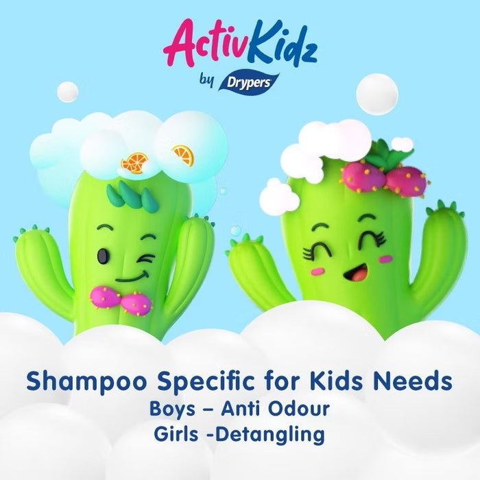 Drypers ActivKidz Antibac Moistfoam Hair and Body Wash Prickly Pear and Super Berries 550ml