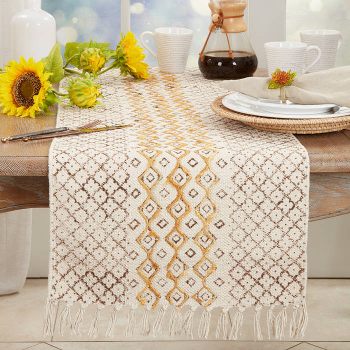 Embroidered Block Print Table Runner