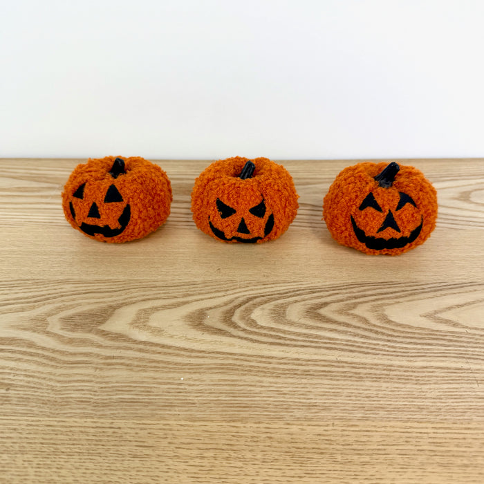 Fabric Boucle Jack-O-Lantern, Set of 3