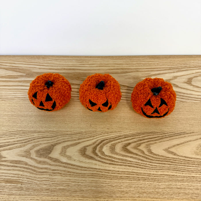 Fabric Boucle Jack-O-Lantern, Set of 3