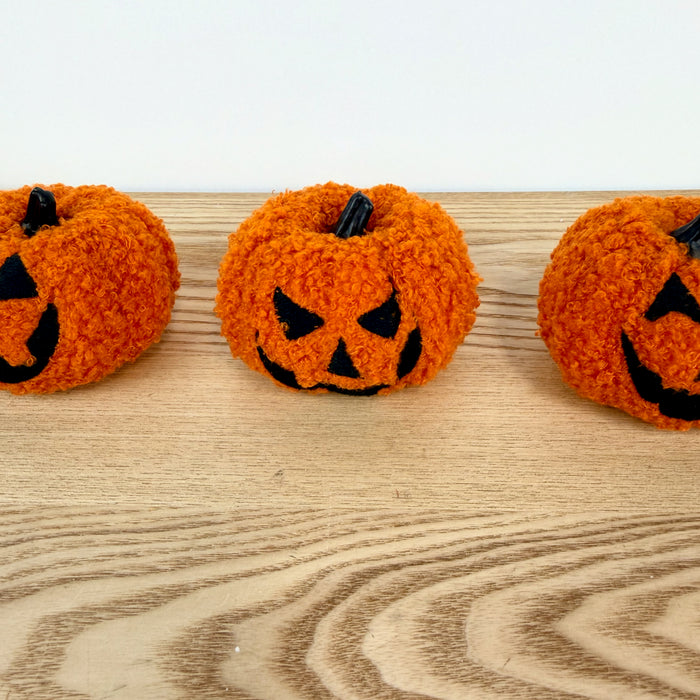 Fabric Boucle Jack-O-Lantern, Set of 3