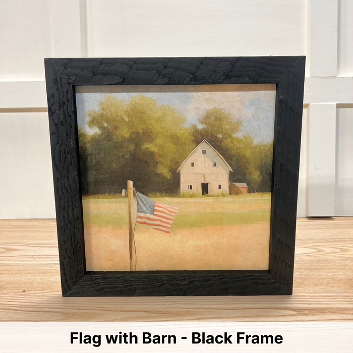 Flag with Barn - Black Frame