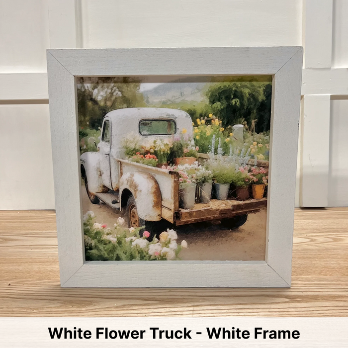 White Flower Truck - White Frame