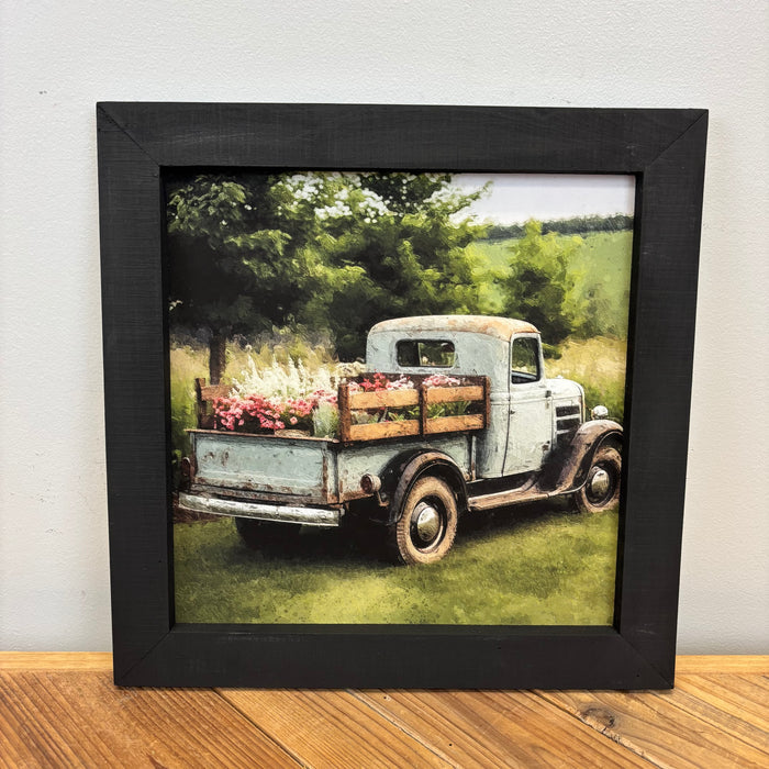 Blue Flower Truck - Black Frame