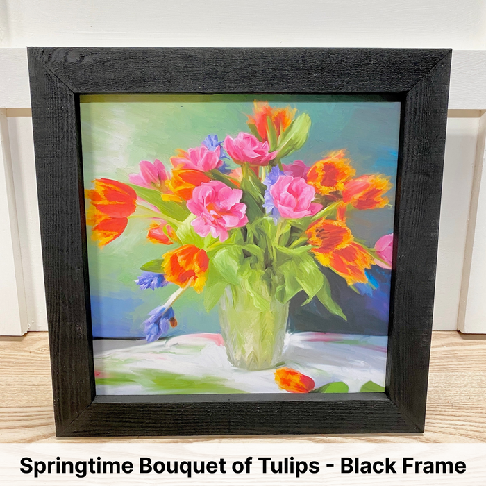 Springtime Bouquet of Tulips - Black Frame
