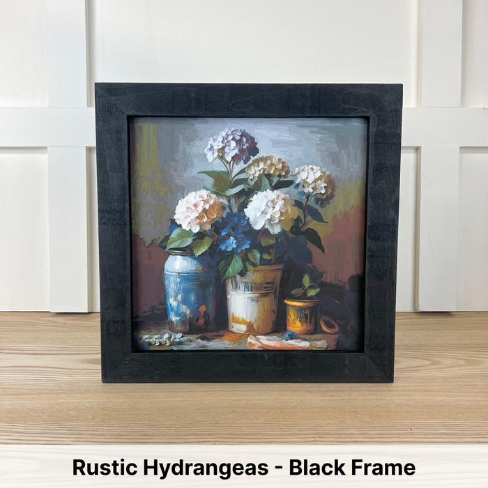 Rustic Hydrangeas - Black Frame