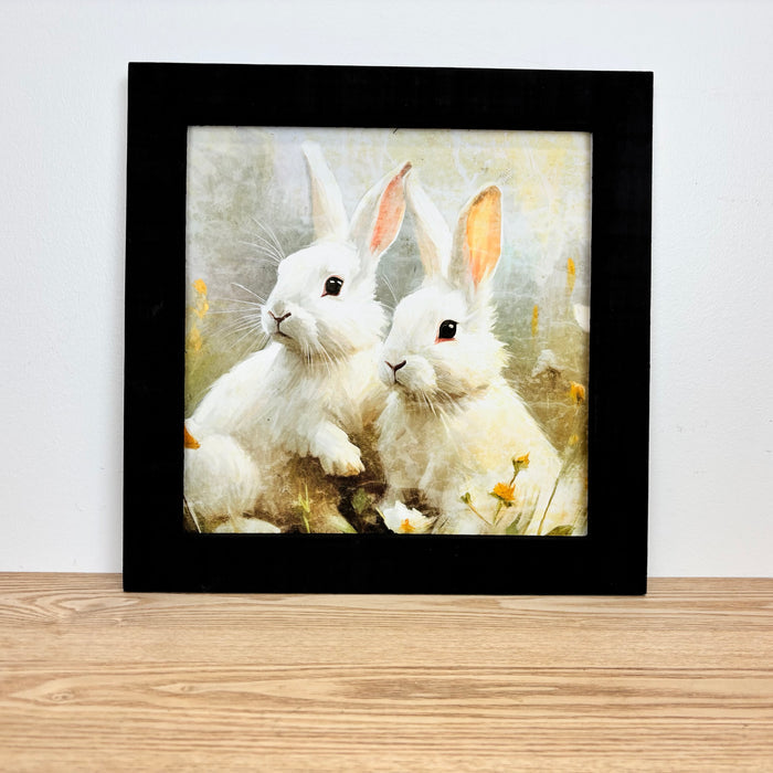 Bunnies in a Meadow - Black Frame