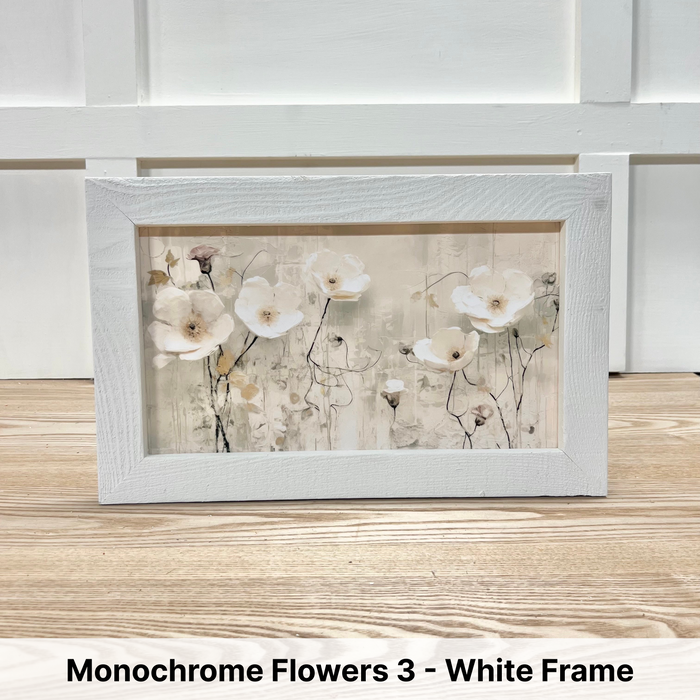 Monochrome Flowers 3 - White Frame