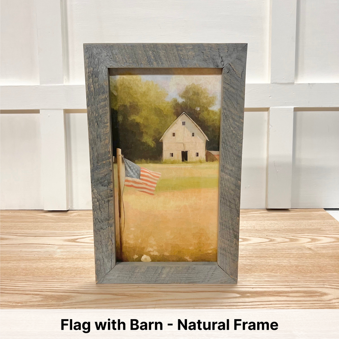 Flag with Barn - Natural Frame