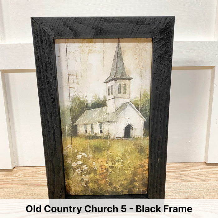 Old Country Church 5 - Black Frame