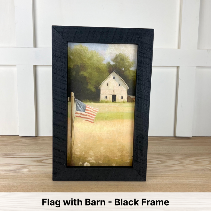 Flag with Barn - Black Frame