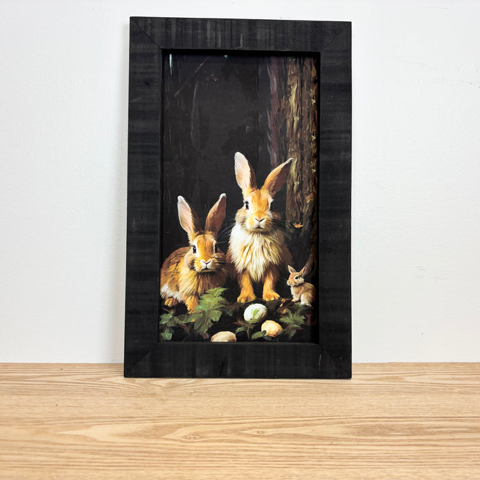 Bunnies with Eggs - Black Frame