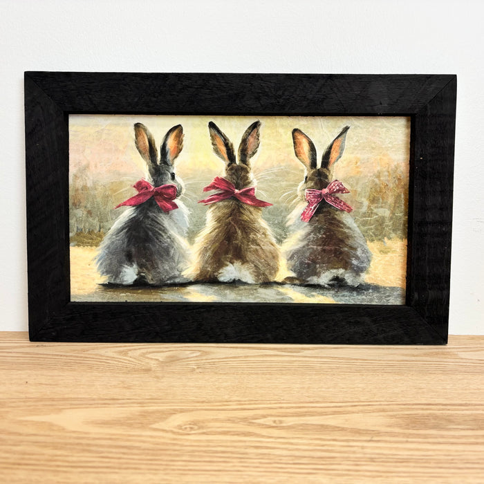 Pink-Bowed Bunnies - Black Frame