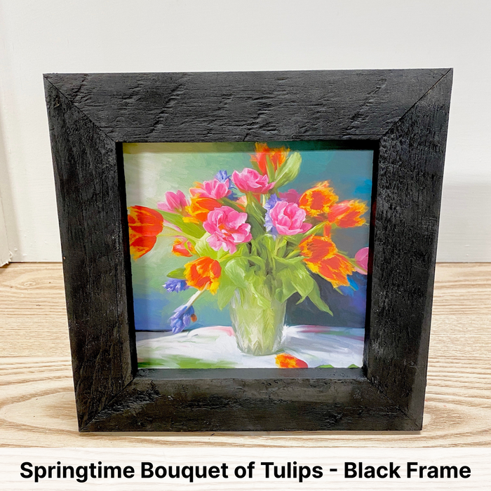 Springtime Bouquet of Tulips - Black Frame