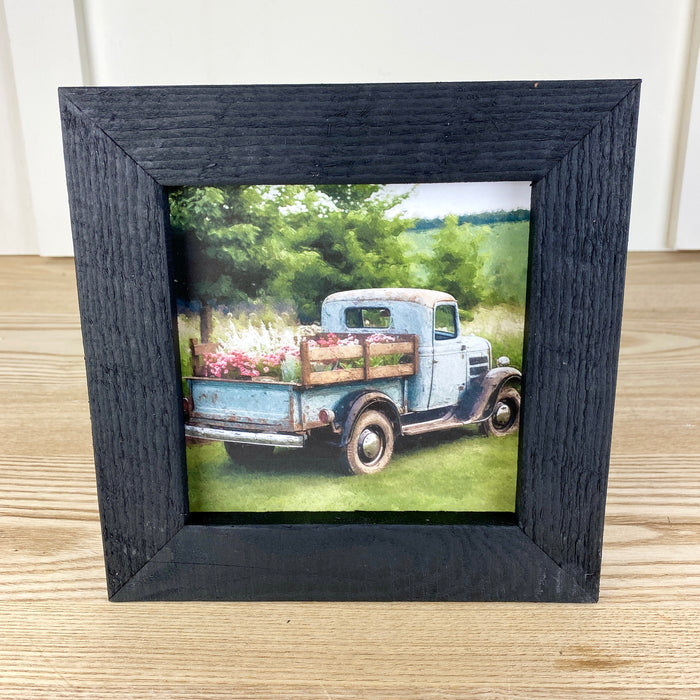 Blue Flower Truck - Black Frame