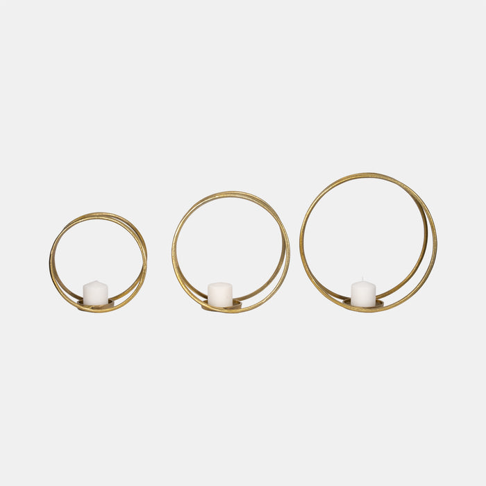 Gold Double Ring Candle Holder, Three sizes