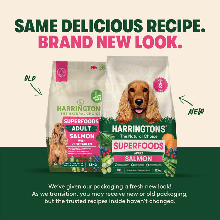 Harringtons Superfoods Grain-Free Dry Adult Dog Food Salmon & Vegetables 12kg