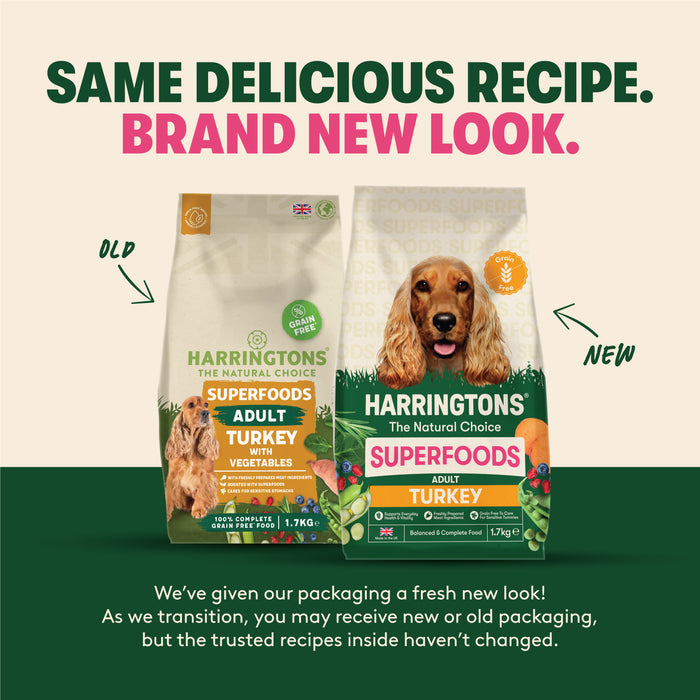 Harringtons Superfoods Grain-Free Dry Adult Dog Food Turkey & Vegetables 1.7kg