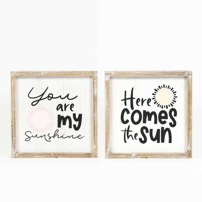 Here Comes The Sun / You Are My Sunshine Reversible Wood Sign