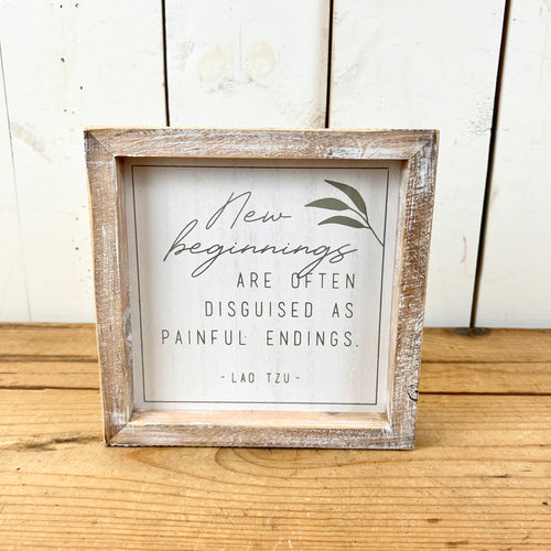 "New Beginnings..." Decorative Signage with Leaf Detail