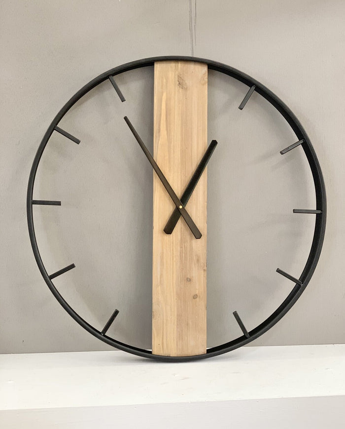 Industrial Metal and Wood Wall Clock