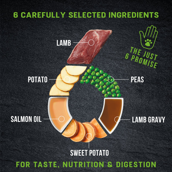 Just 6 Lamb & Vegetables Dry Dog Food 12kg
