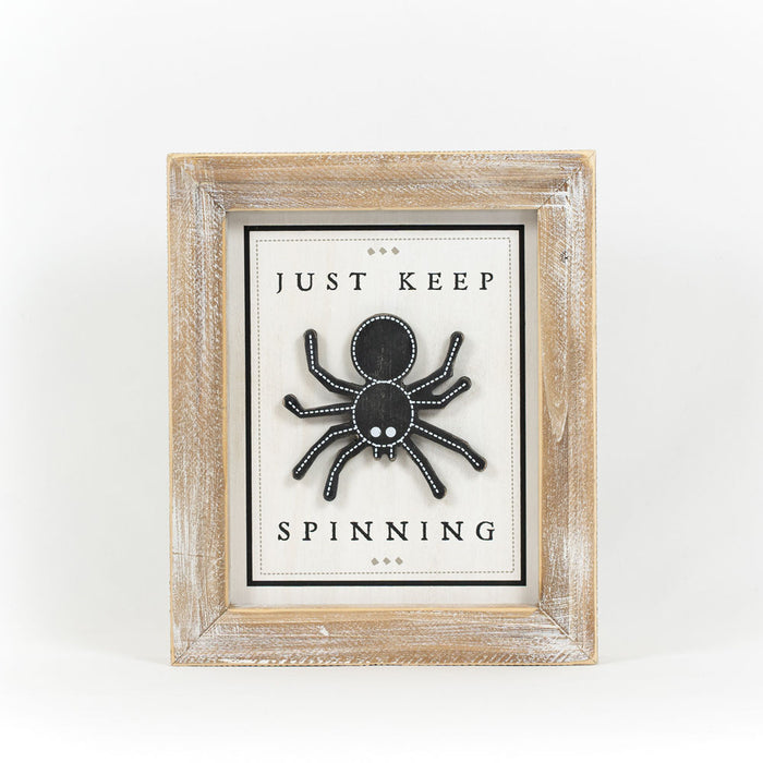 Just Keep Spinning / Pumpkin Kisses Reversible Wood Sign