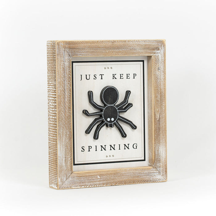 Just Keep Spinning / Pumpkin Kisses Reversible Wood Sign